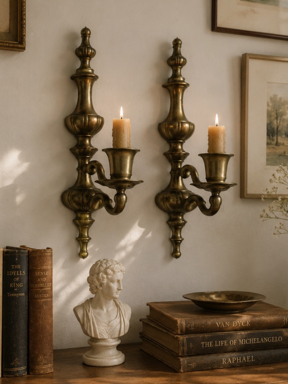 Vintage | Solid Brass Wall Sconces Candle Holders
